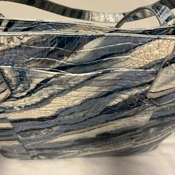 Brahmin Leather Misha Splash Tote Bag EUC Blue & White W/ Matching Wallet - Picture 13 of 16